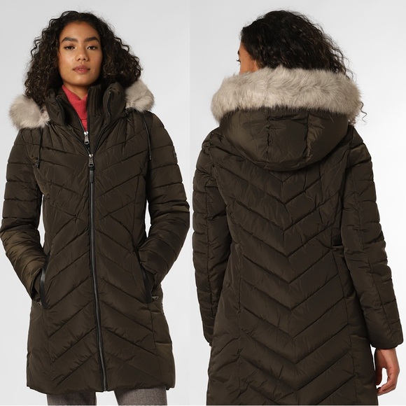 DKNY Women's Faux-Fur-Trim Hooded Puffer Coat Green XXL - Picture 8 of 8